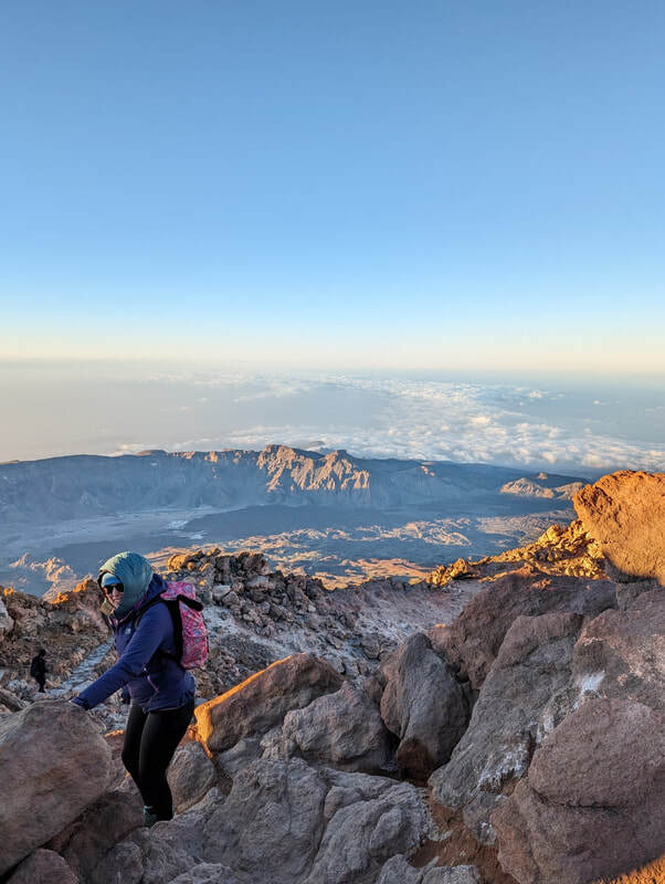 Descending from Teide's summit in the morning light