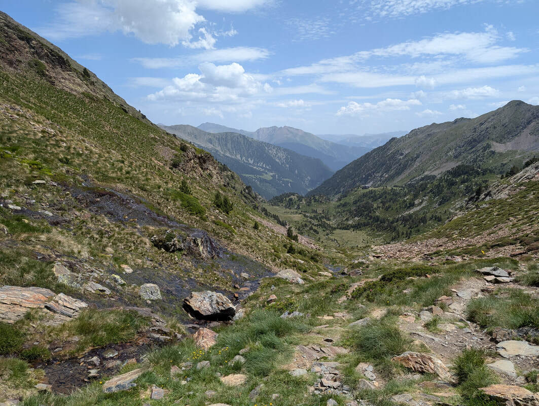 View back down the valley towards the Comapedrosa Refuge and Arinsal.