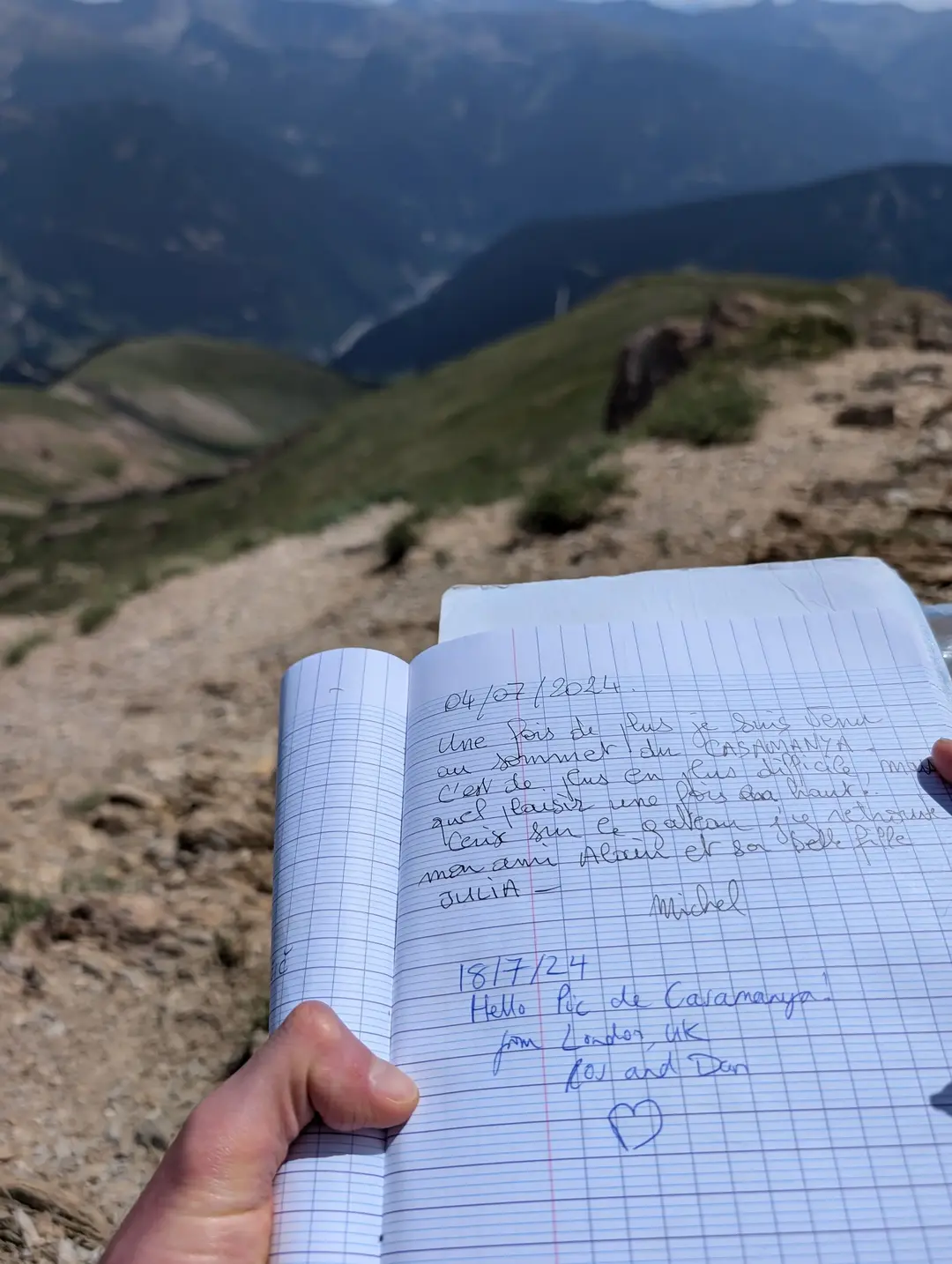 Signature in the summit book