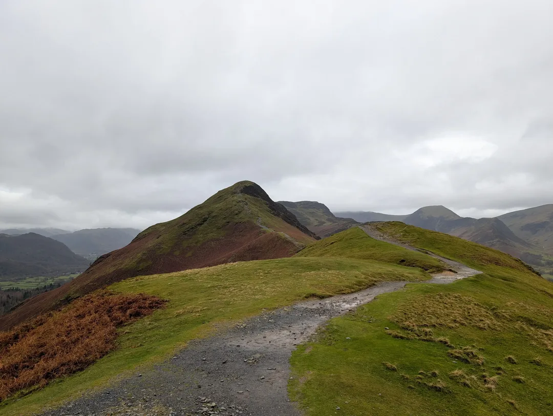 Catbells' grassy summit ridge