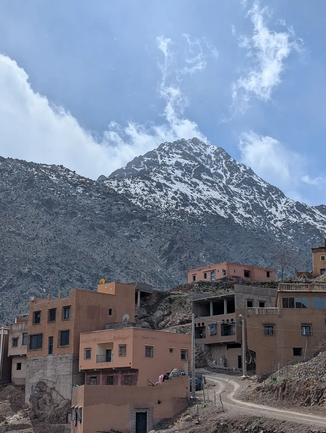 Snow-covered mountain above Imlil