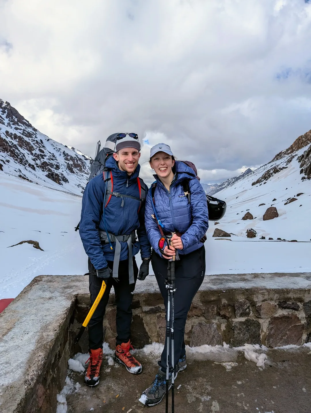 Two climbers at the Toubkal Refuge